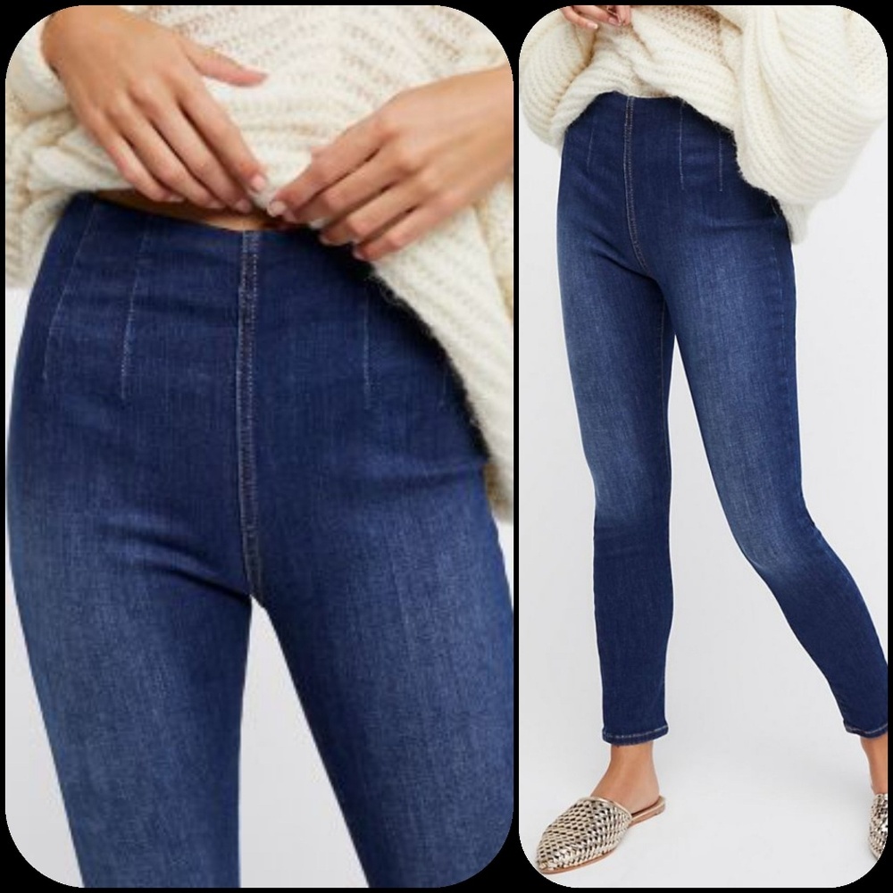 Free People Ultra High Pull On Jegging Legging Skinny Stretch denim jeans NWT - Picture 2 of 8